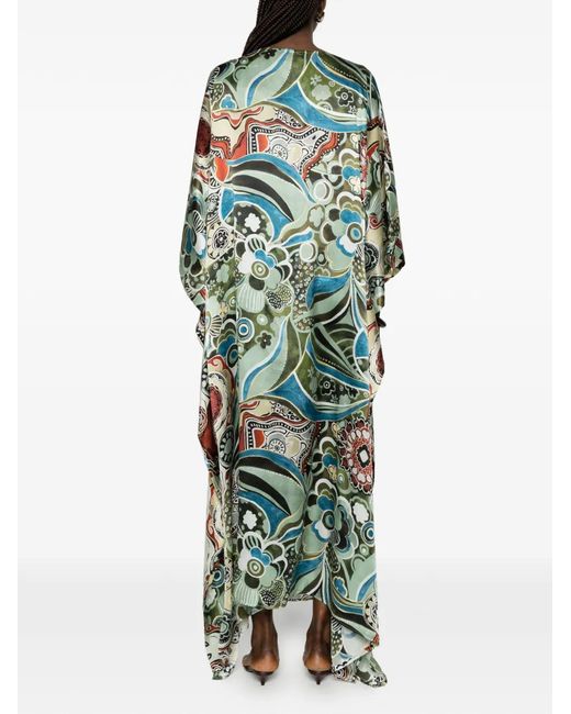 Dolci Follie Green Mixed Pattern Maxi Kaftan