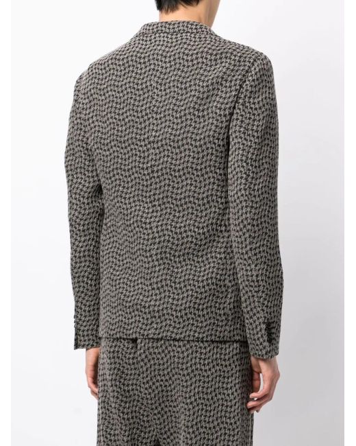 Giorgio Armani Gray Houndstooth-Pattern Single-Breasted Blazer for men
