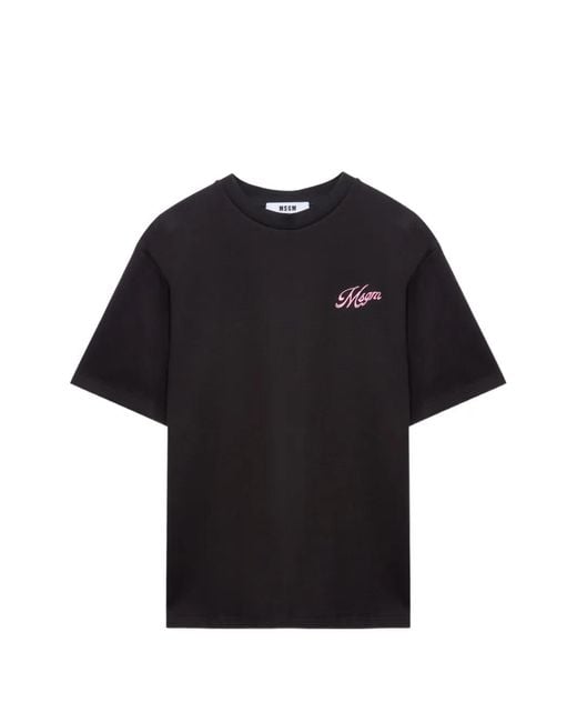 MSGM Black Embroidered T-Shirt