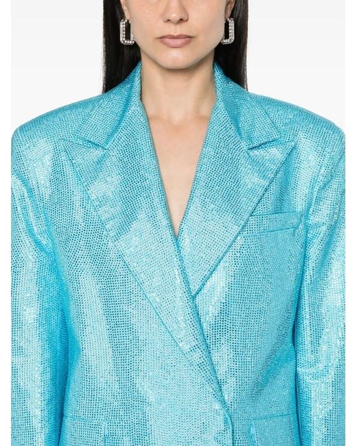 GIUSEPPE DI MORABITO Blue Rhinestone-Embellished Double-Breasted Blazer