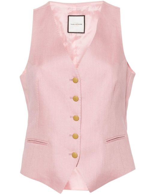 Tagliatore Pink Gaelle Linen Waistcoat