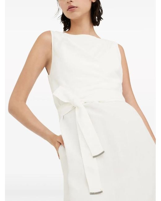 Brunello Cucinelli White Linen Long Dress