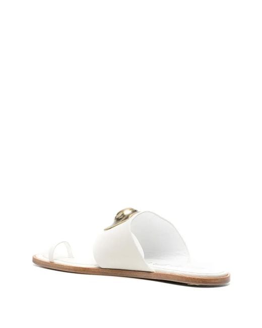 Etro White Crown Me Leather Sandals