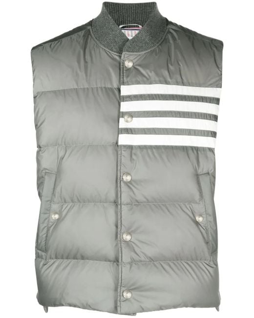 Thom Browne Blue 4-Bar Matte Nylon Down Vest for men