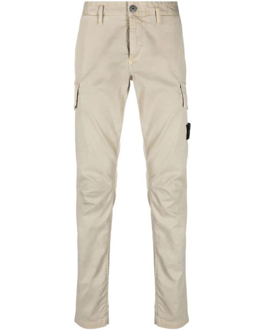 Stone Island Natural Tapered Cotton-blend Cargo Trousers for men