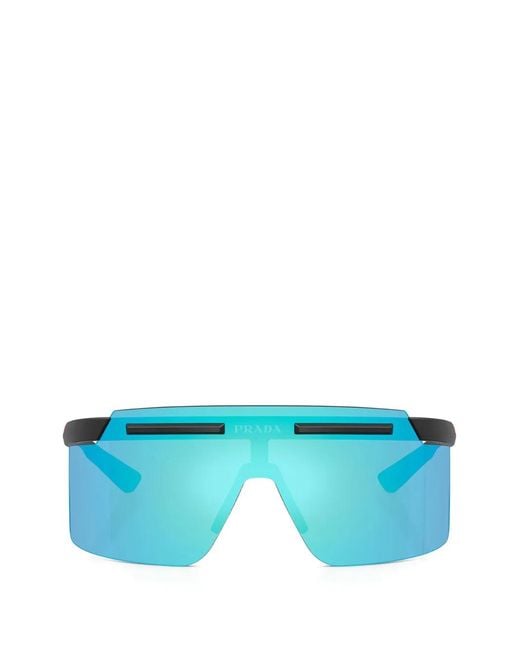 Prada Linea Rossa Shield-Frame Sunglasses in Blue for Men | Lyst UK