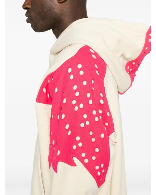 Kiko Kostadinov Pink X Fox Lab Perforated Fox Fleece Hoodie for men