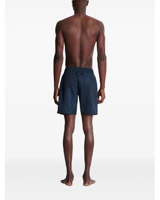 Balmain Blue College-Logo Swim Shorts for men