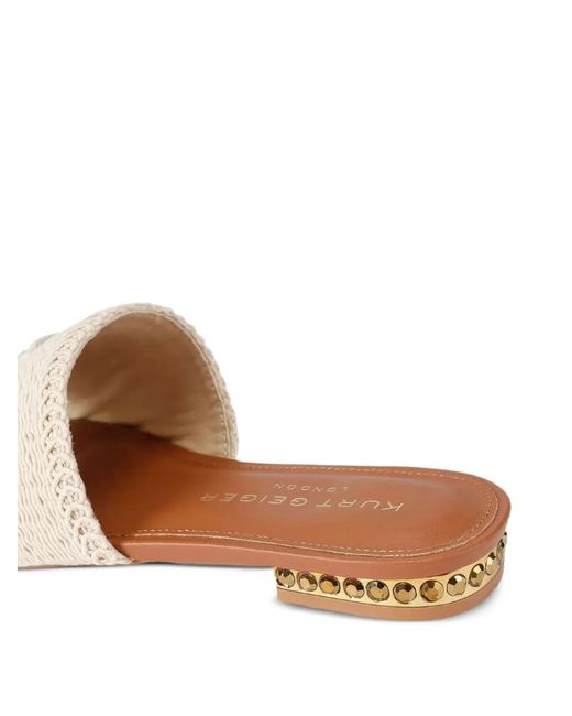 Kurt Geiger White Woven Flat Sandals