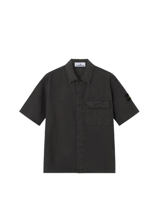 Stone Island Black Garment-Dyed Short-Sleeve Shirt for men