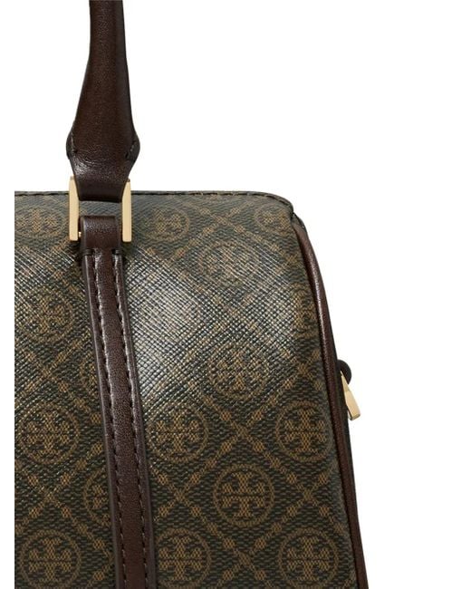 Tory Burch Black Mini T Monogram Barrel Tote Bag