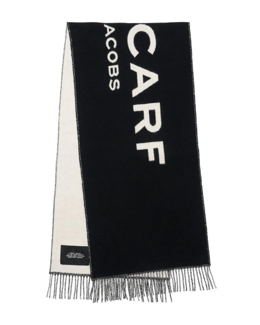 Marc Jacobs Blue Logo Wool Scarf