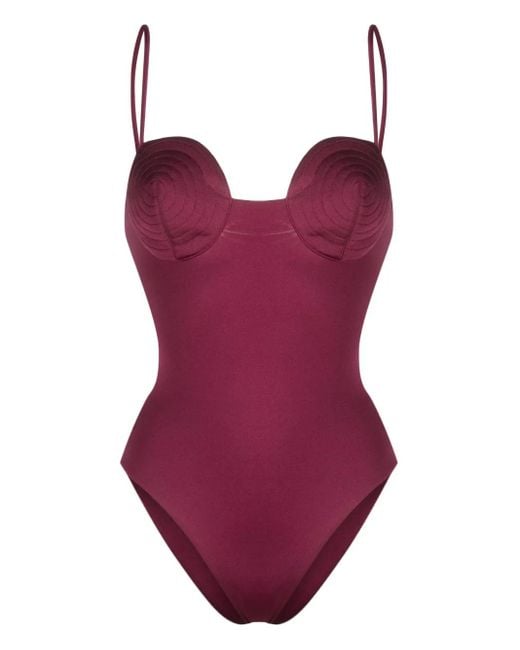 Noire Swimwear Purple Tonal-Stitch Detail Swimsuit