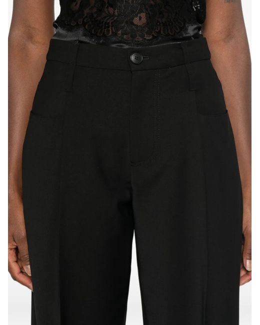 Tela Black Pleated-Detail Cropped Trousers