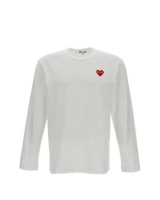 COMME DES GARÇONS PLAY White Heart-Patch Long-Sleeve T-Shirt