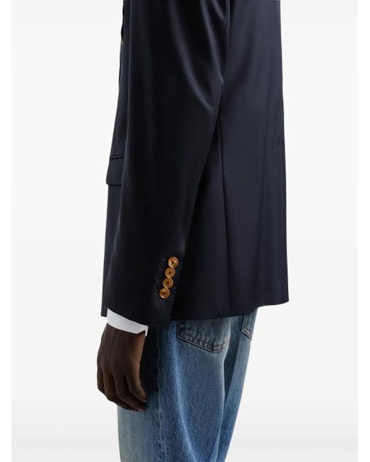 Dolce & Gabbana Blue Double-Breasted Jacket With Patch for men