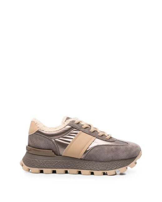 SERGIO MORETTI FIRENZE White Shearling-Lined Panelled Sneakers