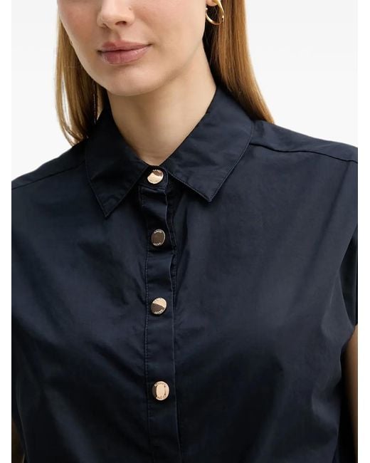 GAUDI Blue Drawstring Cropped Shirt