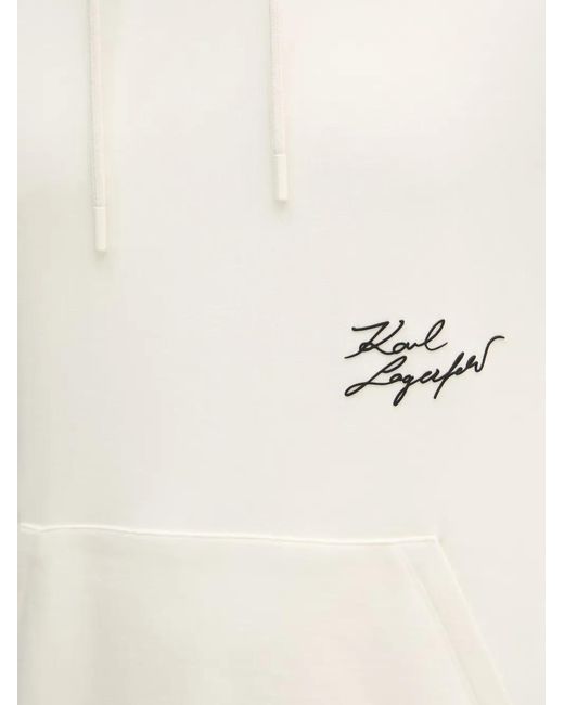 Karl Lagerfeld White Graphic-Print Logo-Embroidered Hoodie for men