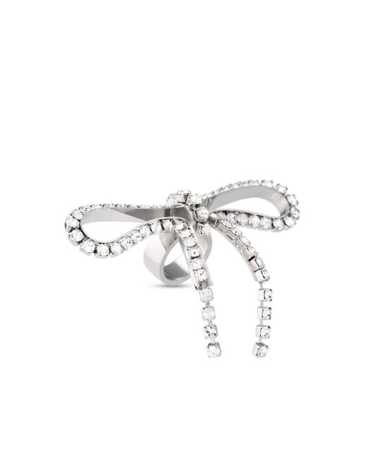 Balenciaga White Archive Ribbon Crystal-embellished Ring
