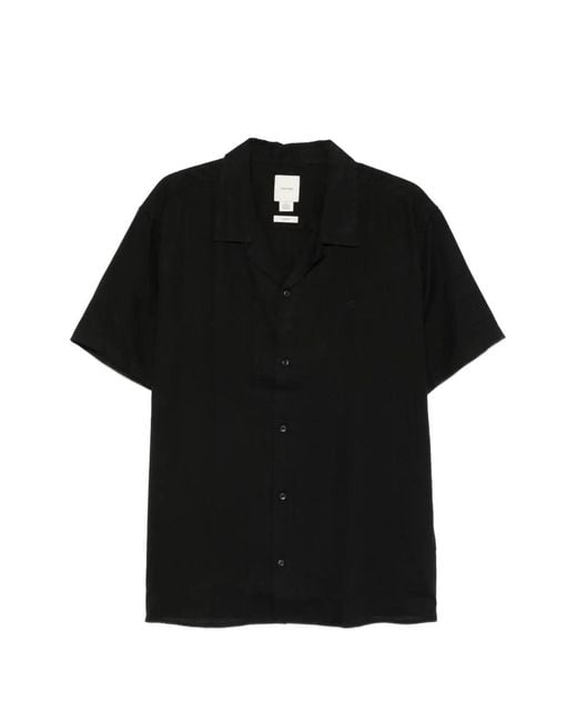 Calvin Klein Black Revere-Collar Short-Sleeve Shirt for men