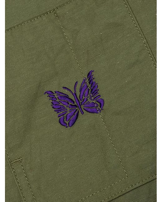 Needles Green Butterfly Embroidered Coverall Jacket for men