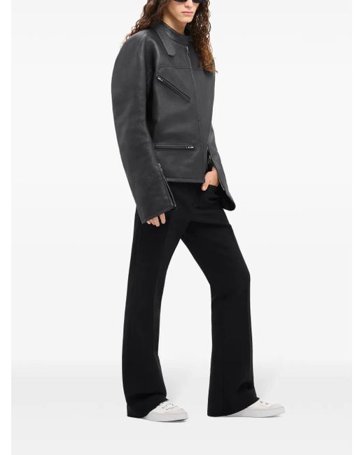 Courreges Black Racer Buckle Leather Jacket for men