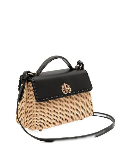 Isla Black Selene Woven Top-Handle Shoulder Bag