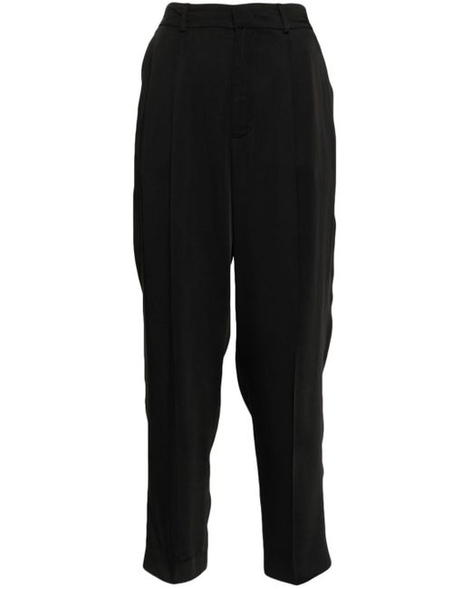 PT Torino Black Elasticated-waistband Cropped Trousers