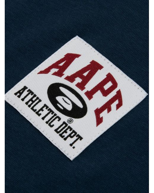 Aape By A Bathing Ape Blue Logo Embroidered T-Shirt for men