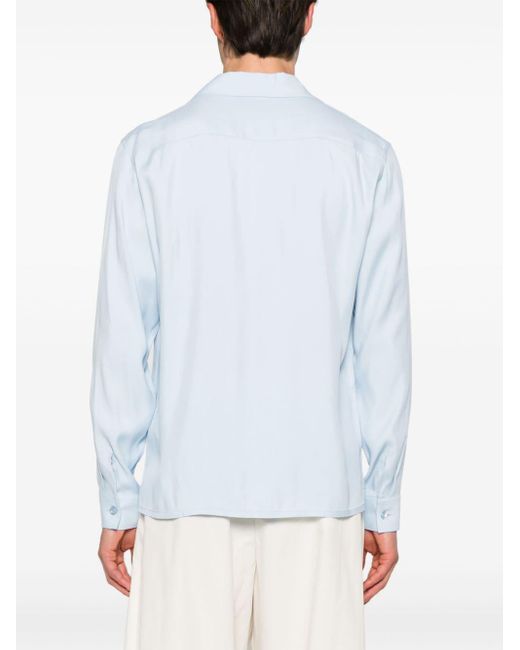 Sandro Blue Camp-collar Twill Shirt for men