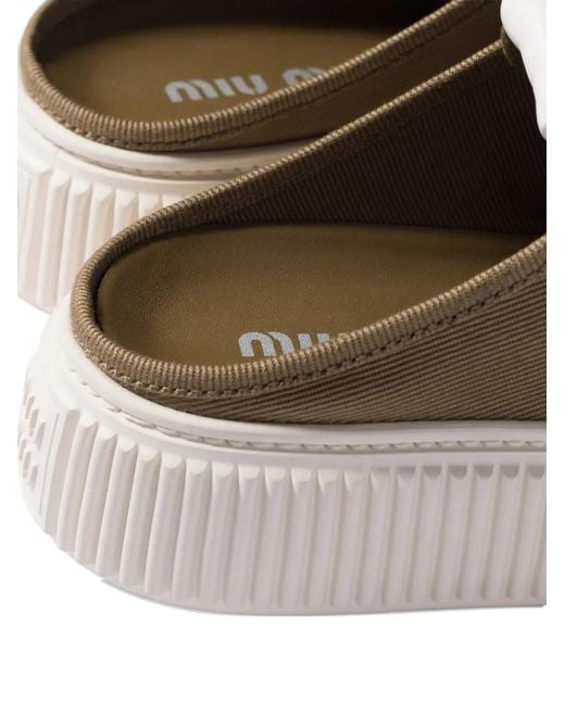 Miu Miu Brown Denim Sneaker Mules