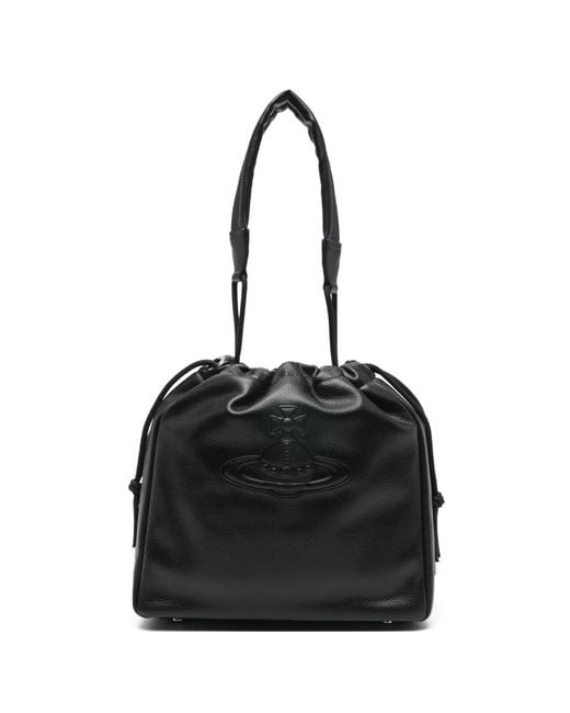 Vivienne Westwood ORB BUCKET 刺繍 BLACK Vivienne Westwood Hilary Orb-Motif Bucket Bag in Black | Lyst