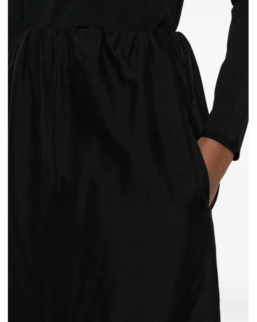 The Row Black Saul Skirt In Cotton And Silk