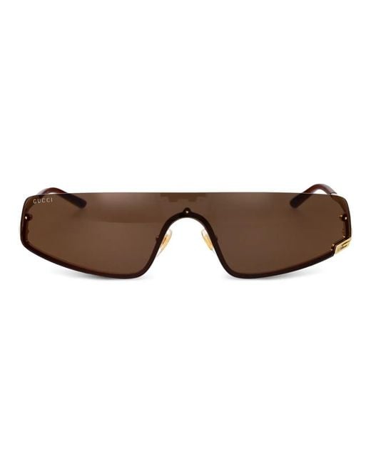 Gucci Brown Shield-Frame Sunglasses