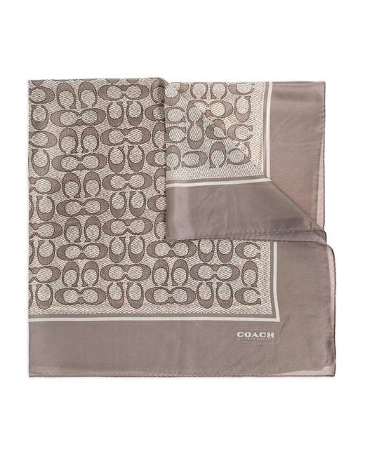 COACH Natural Logo-Pattern Scarf