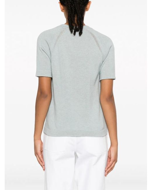 Barrie Blue Sun-Motif Cashmere Top