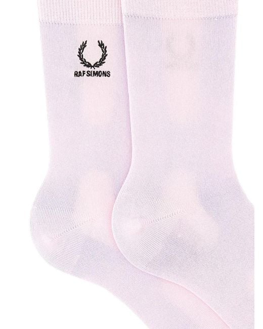 Fred Perry Pink X Raf Simons Logo-Embroidery Socks