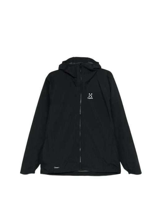 Haglöfs Black Hooded Logo-Print Jacket for men