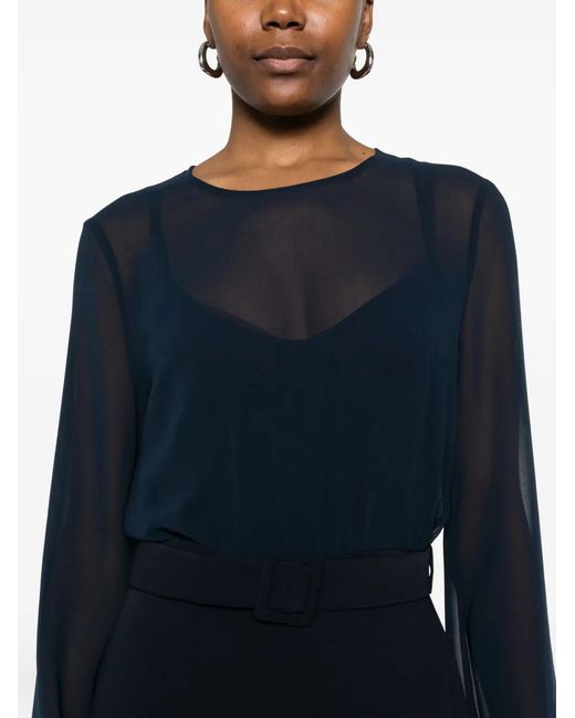 P.A.R.O.S.H. Blue Belted Flared Dress