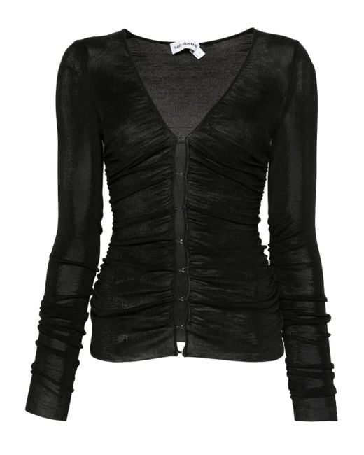 Self-Portrait Black Viscose Knit Top