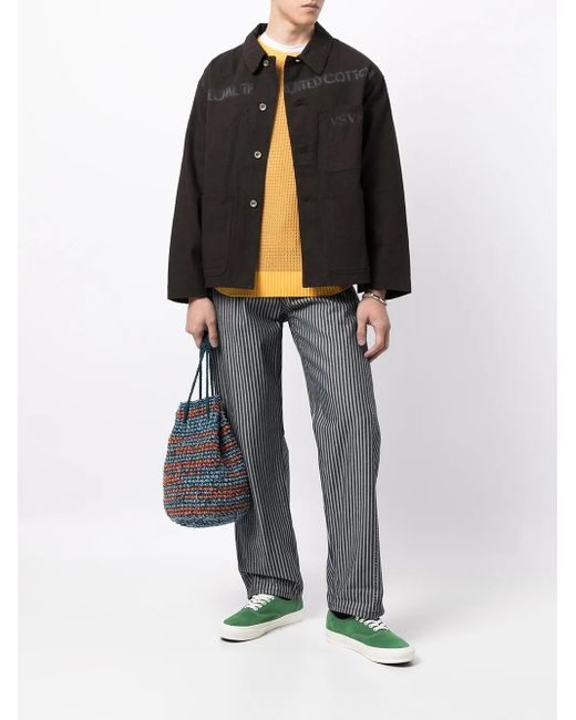 Visvim Black Logo-print Crinkle-effect Shirt Jacket for men