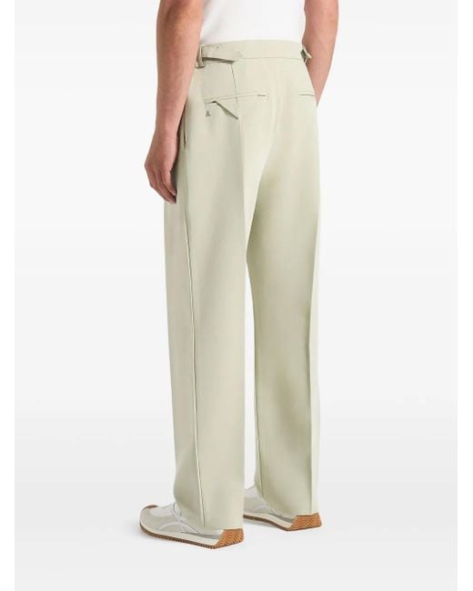 Manière De Voir Green Pierre Hatched Pleated Tailored Trousers for men