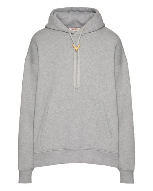 Valentino Garavani Gray V-Detail Hoodie for men