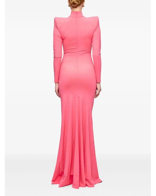 V:PM ATELIER Pink Ausgestelltes Irma Maxikleid mit Stehkragen