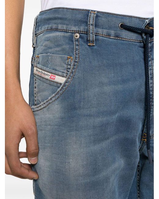 DIESEL Blue Krooley-e-ne Low-rise Tapered Jeans for men