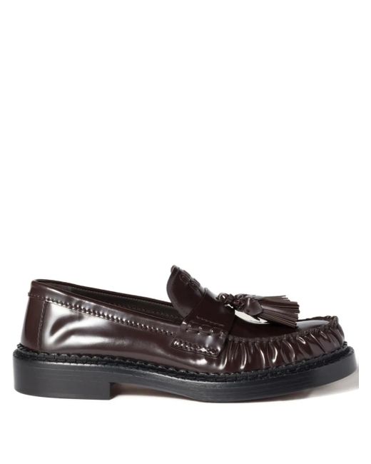 Miu Miu Black Tassel Leather Loafers