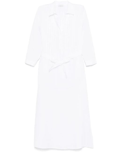 Peserico White Pintuck-Detail Midi Dress