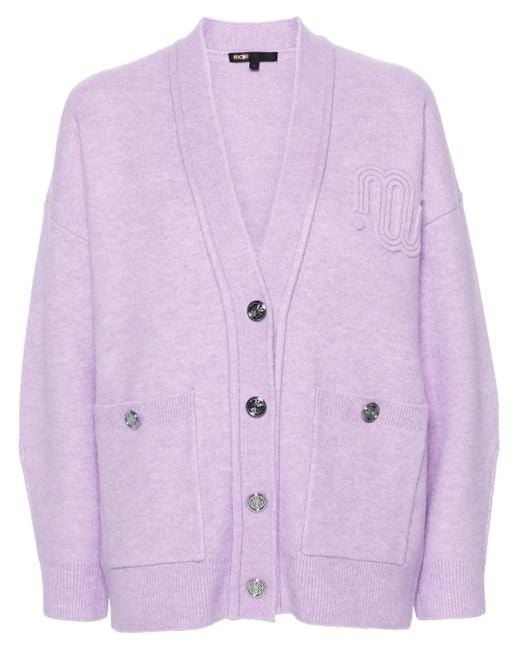 Maje Purple Longline Cardigan