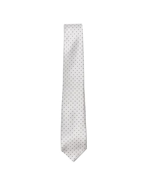Emporio Armani White Cravate À Motif Géométrique À Fini Satiné for men